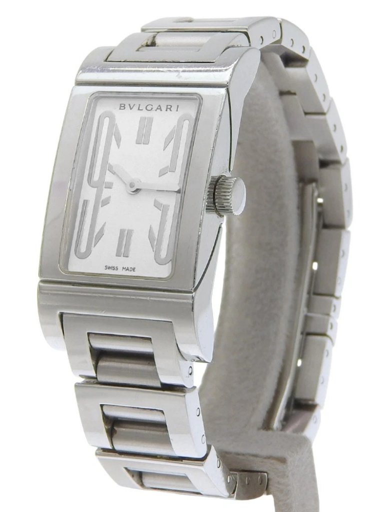 Bvlgari Rettangoro Watches Rt39s Silver Whitedial Stainless Steel Quartz A